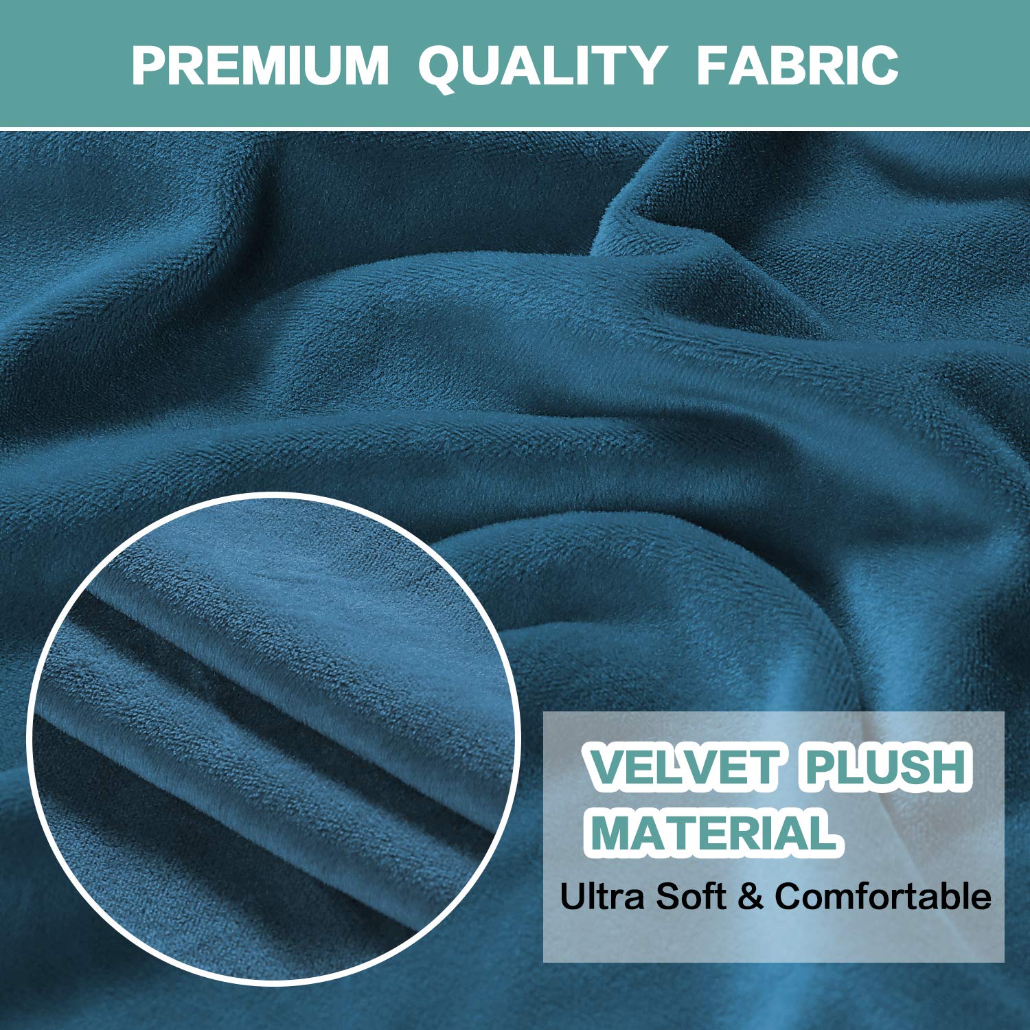 Peacock Blue Velvet Loveseat Cover - Stretch Sofa Slipcover for 2-Cushion Couches with Non-Slip Elastic Bottom | Soft Velvet Fabric Furniture Protector | Perfect for Living Room, Apartment & Home Decor
