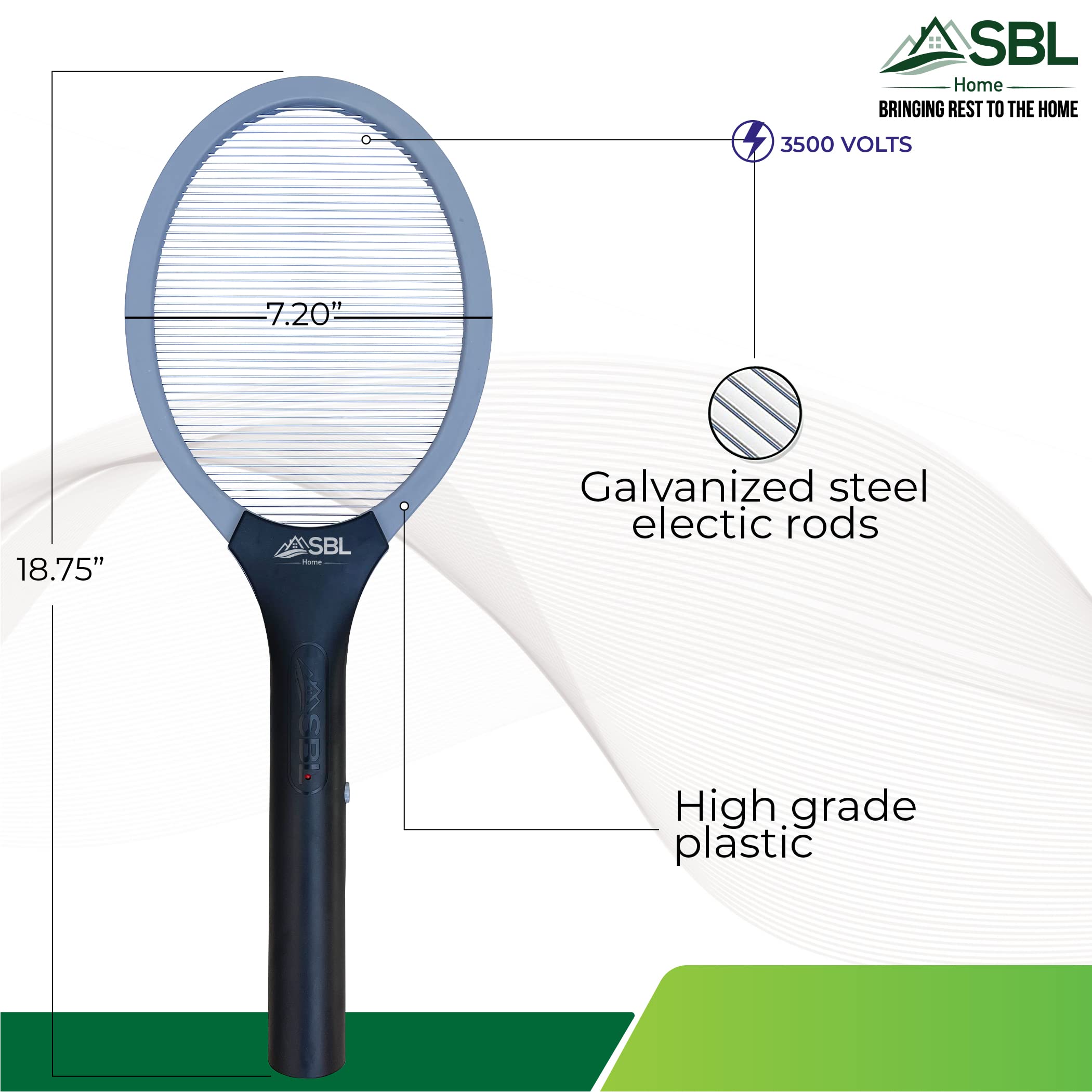 Electric Fly Swatter Racket - Mosquito Zapper Bat with Wall Mount Case | Rechargeable Bug Zapper for Indoor & Outdoor Use | Gray & Black (1 Pack) | Perfect for Home, Camping, and Patio Pest Control