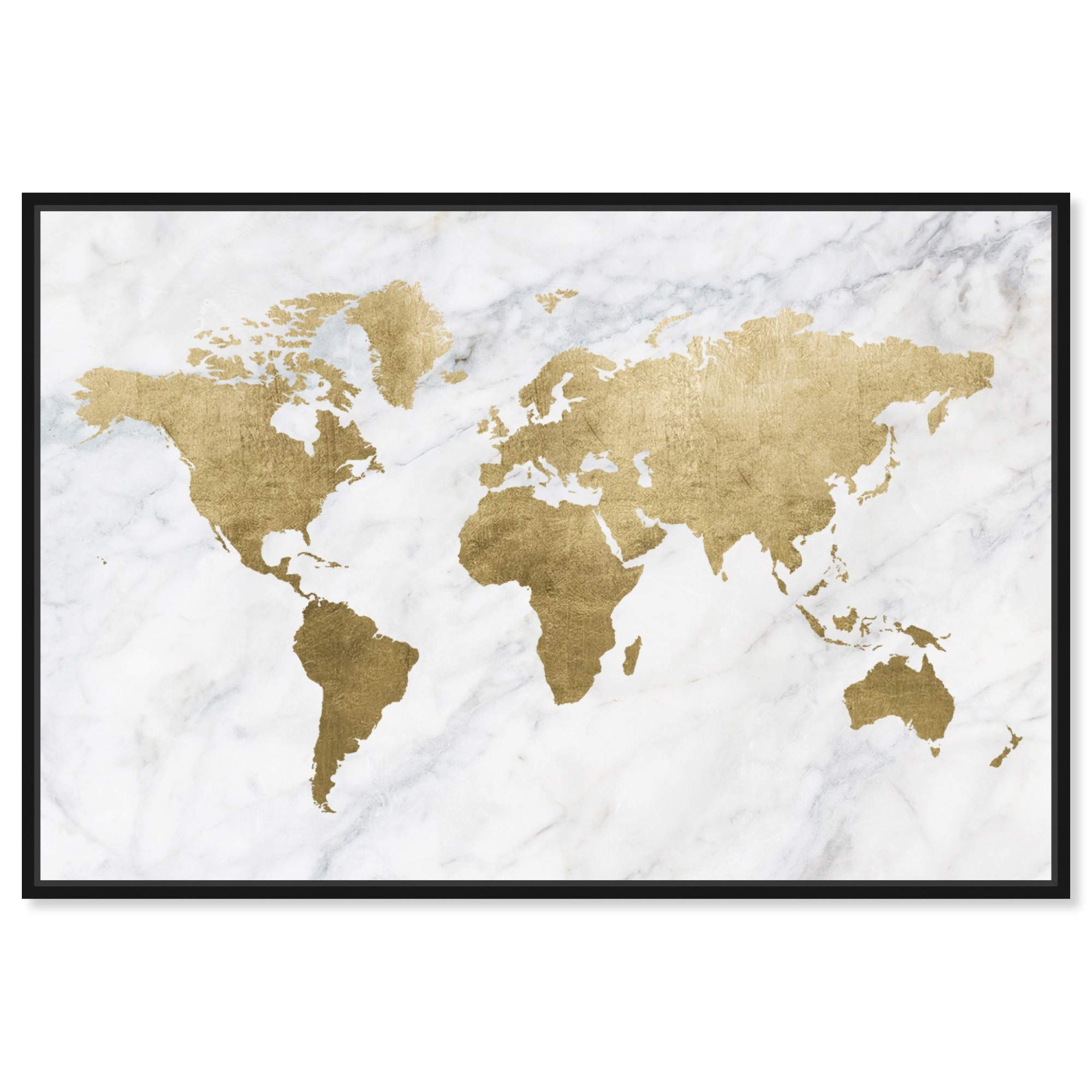 Oliver Gal Artist Co. 'Mapamundi Marble' Framed World Map Wall Art - Vintage Style Canvas Print for Home & Office Decor - Perfect for Living Room, Bedroom or Study Room Wall Decor
