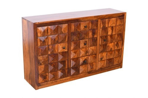 Premium Diamond Indian Sheesham Solid Wood Sideboard Buffet Hutch - 59