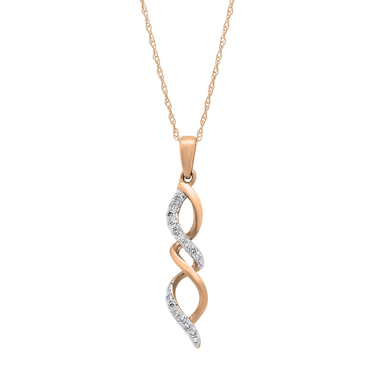 0.1 Carat Round White Diamond Women's Infinity Swirl Pendant Necklace - 14K Gold Chain Included - Perfect Gift for Anniversary, Valentine's Day & Special Occasions