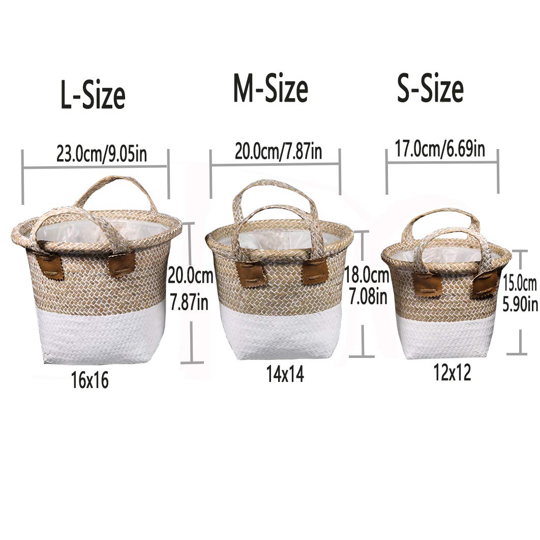 Natural Seagrass Belly Basket - Eco-Friendly Storage for Laundry, Toys, Groceries & Picnic | Perfect for Home Organization, Nursery Decor & Outdoor Gatherings
