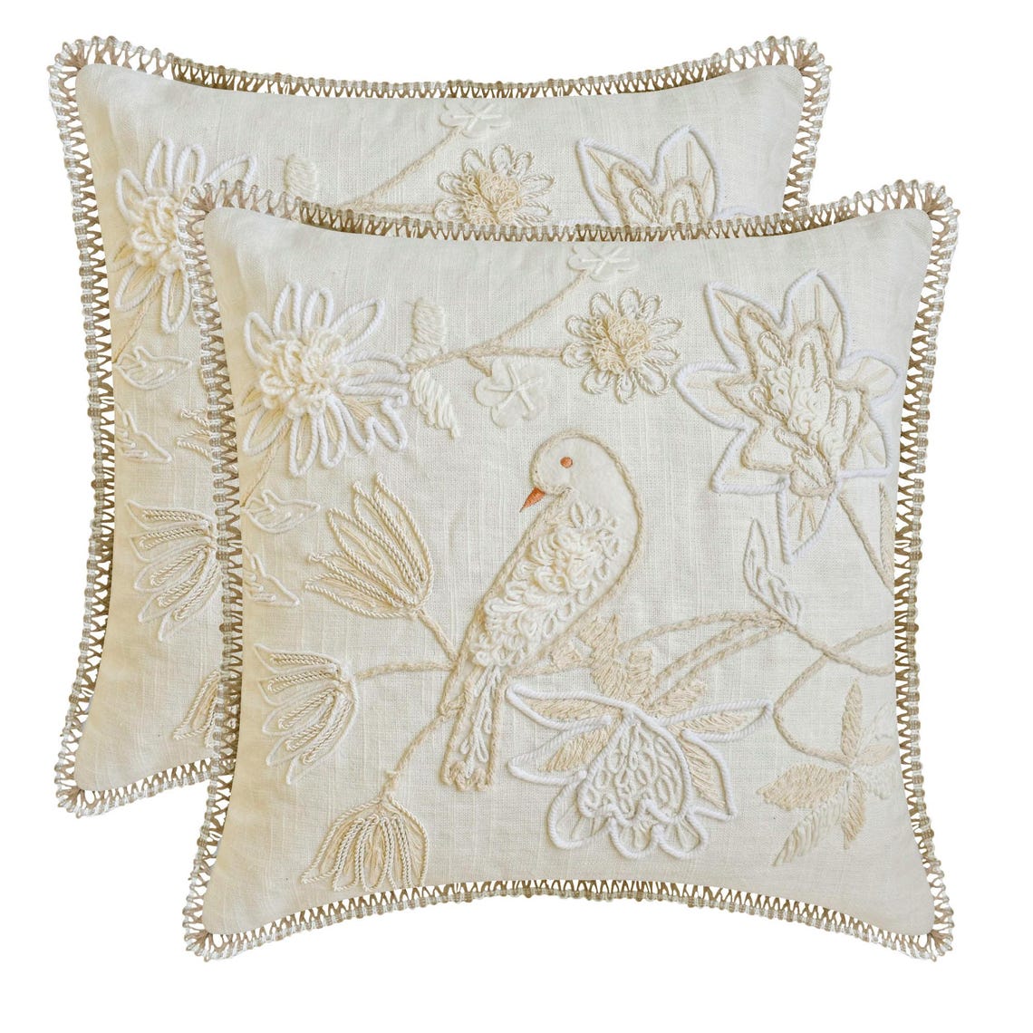 Ava White Cotton Linen Throw Pillow Cover - Soft Decorative Cushion Case for Sofa, Bed, Couch & Home Decor