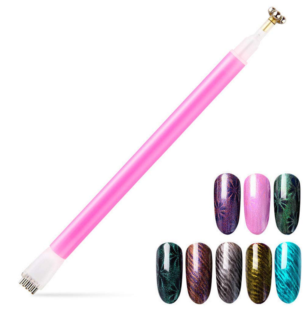 5-Piece Magnetic Nail Art Kit - Magnet Stick, Pen & Plates for 3D Cat Eye Gel Polish | DIY Manicure Tools for Professional Salon & Home Nail Designs