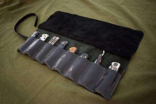 Durable Leather Knife & Tool Roll Organizer - Premium Leather Storage Pouch for Chefs, Camping, Hunting & DIY Tools - Perfect for Kitchen, Outdoor Adventures & Workshop Organization