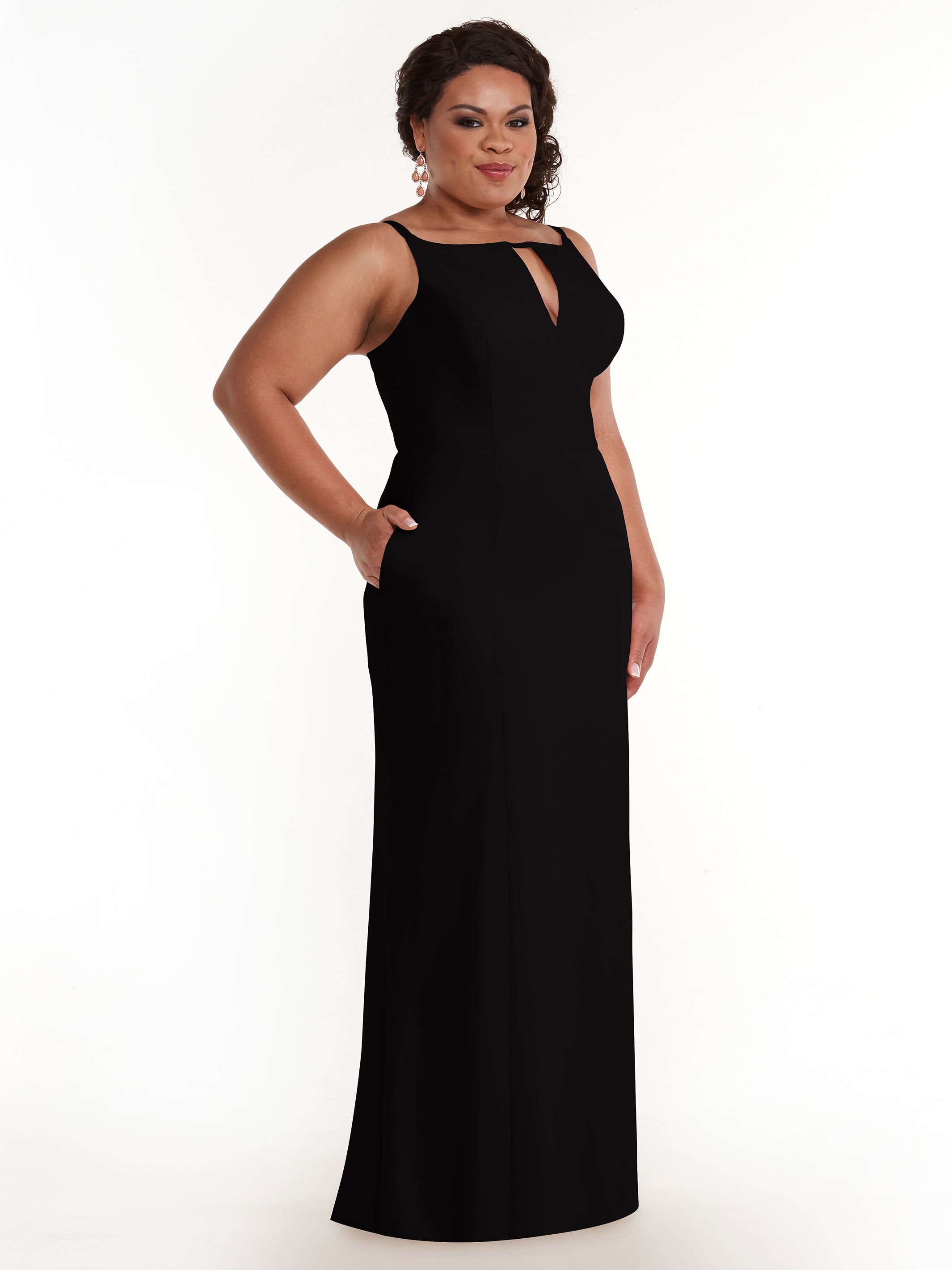 Elegant 83030 Sheath Stretch Chiffon Bridesmaid Dress with Bateau Neckline & Thigh Slit - Perfect for Weddings, Formal Events & Special Occasions