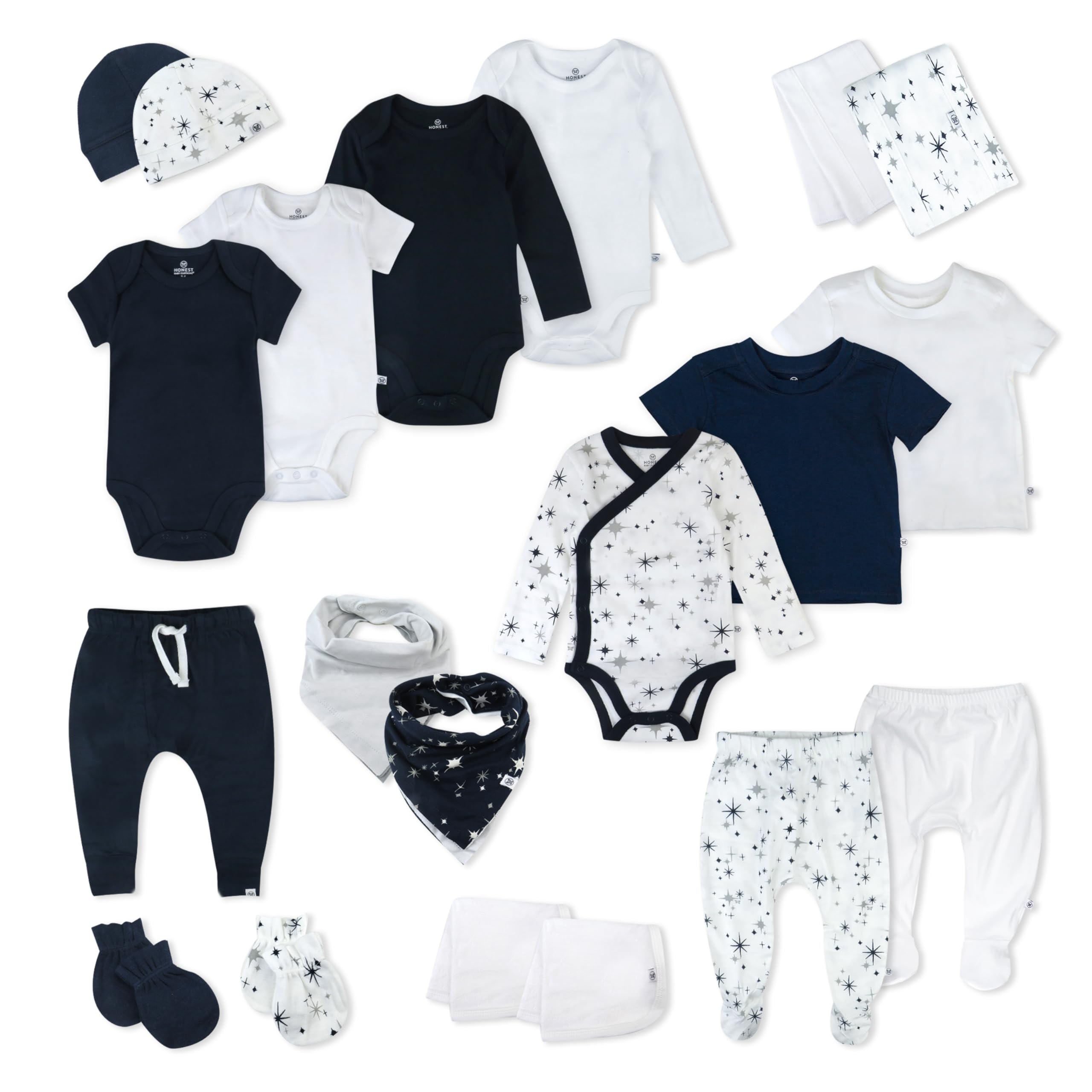 HonestBaby 100% Organic Cotton Baby Gift Sets - Multipack for Newborns & Infants | Soft & Hypoallergenic for Sensitive Skin | Perfect for Showers, Birthdays & Special Occasions
