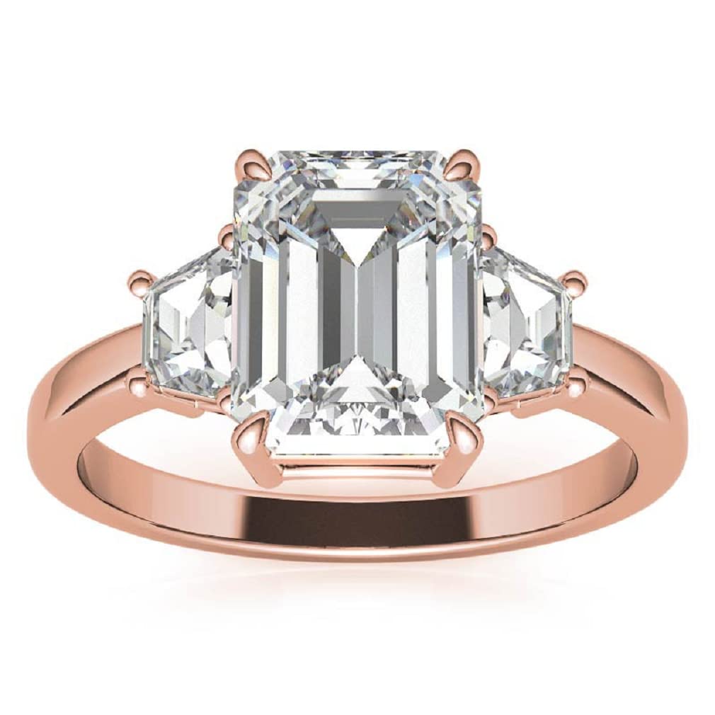 10K Solid Rose Gold Handmade Engagement Ring - 2.0 CT Emerald Cut Moissanite Diamond Solitaire Wedding Band for Women - Perfect for Proposals, Anniversaries & Bridal Jewelry Gifts