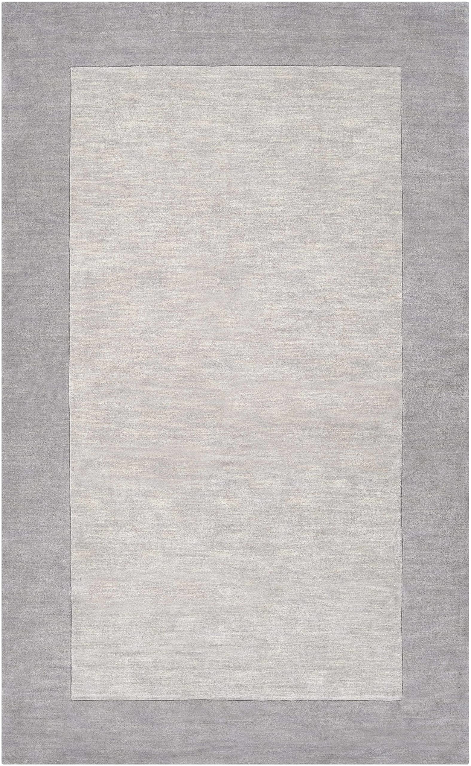 Champion Wool Area Rug 9' x 13' - Soft Gray Solid & Border Design for Living Room & Bedroom - Perfect for Cozy Home Decor & High Traffic Areas