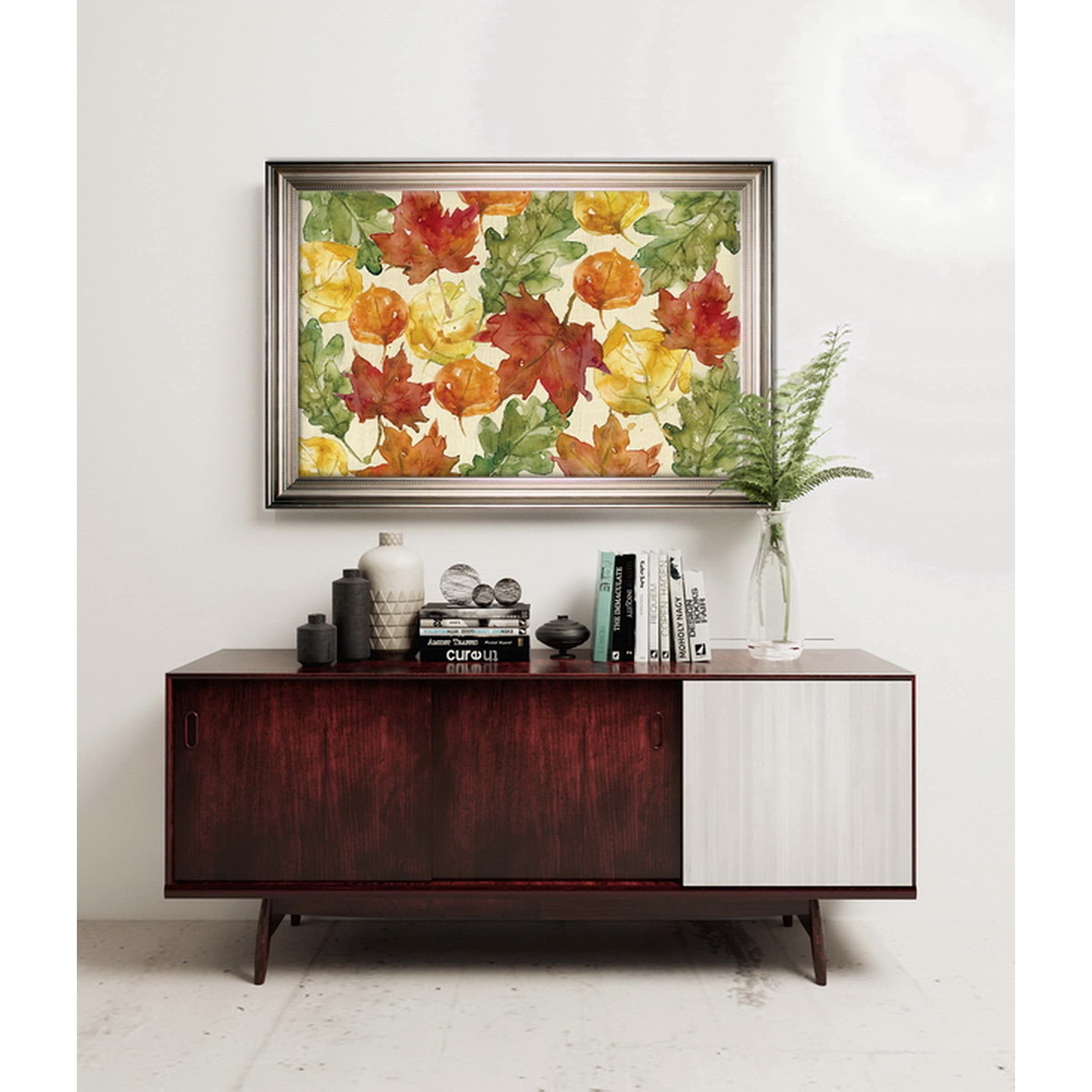 Wexford Home Autumn Leaves Silver Frame Wall Art - Fall Decor for Living Room, Bedroom & Office
