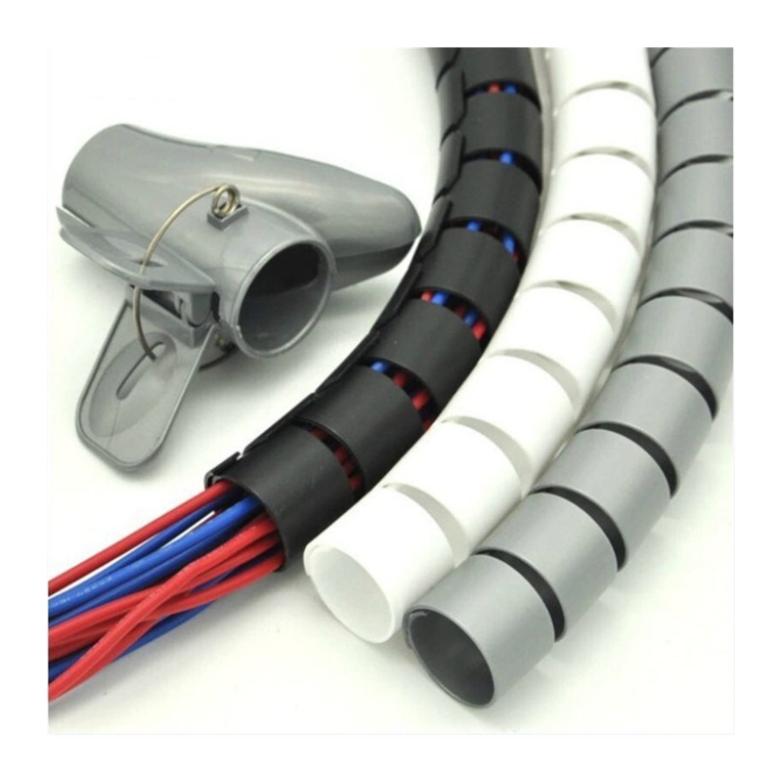 1 Meter Spiral Cable Wrap - Flexible Wire Organizer, Cable Protector & Management Tube for Tidy Storage - 10mm Grey - Perfect for Home, Office & Workshop Electronics Organization