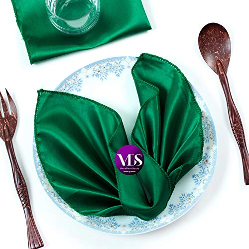 Premium 20x20 Inch Satin Table Napkins - Elegant Emerald Green Cloth Dinner Napkins for Wedding, Party & Event Decorations (Pack of 125) - Perfect for Fine Dining, Bridal Showers & Formal Gatherings