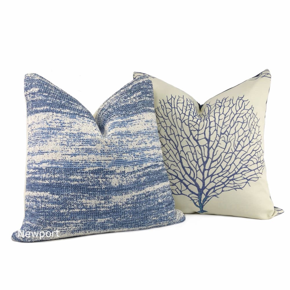 Newport Blue Cream Abstract Texture Pillow Cover - Modern Boho Home Decor for Living Room, Bedroom, or Nursery - Soft & Stylish Throw Pillow Case - 18x18 Inches