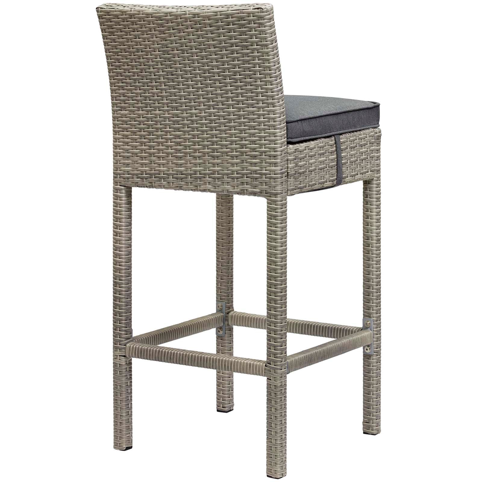 Outdoor Patio Bar Stool - Wicker Rattan Bar Height Stool with Conduit Frame - Perfect for Backyard, Garden, and Poolside Seating