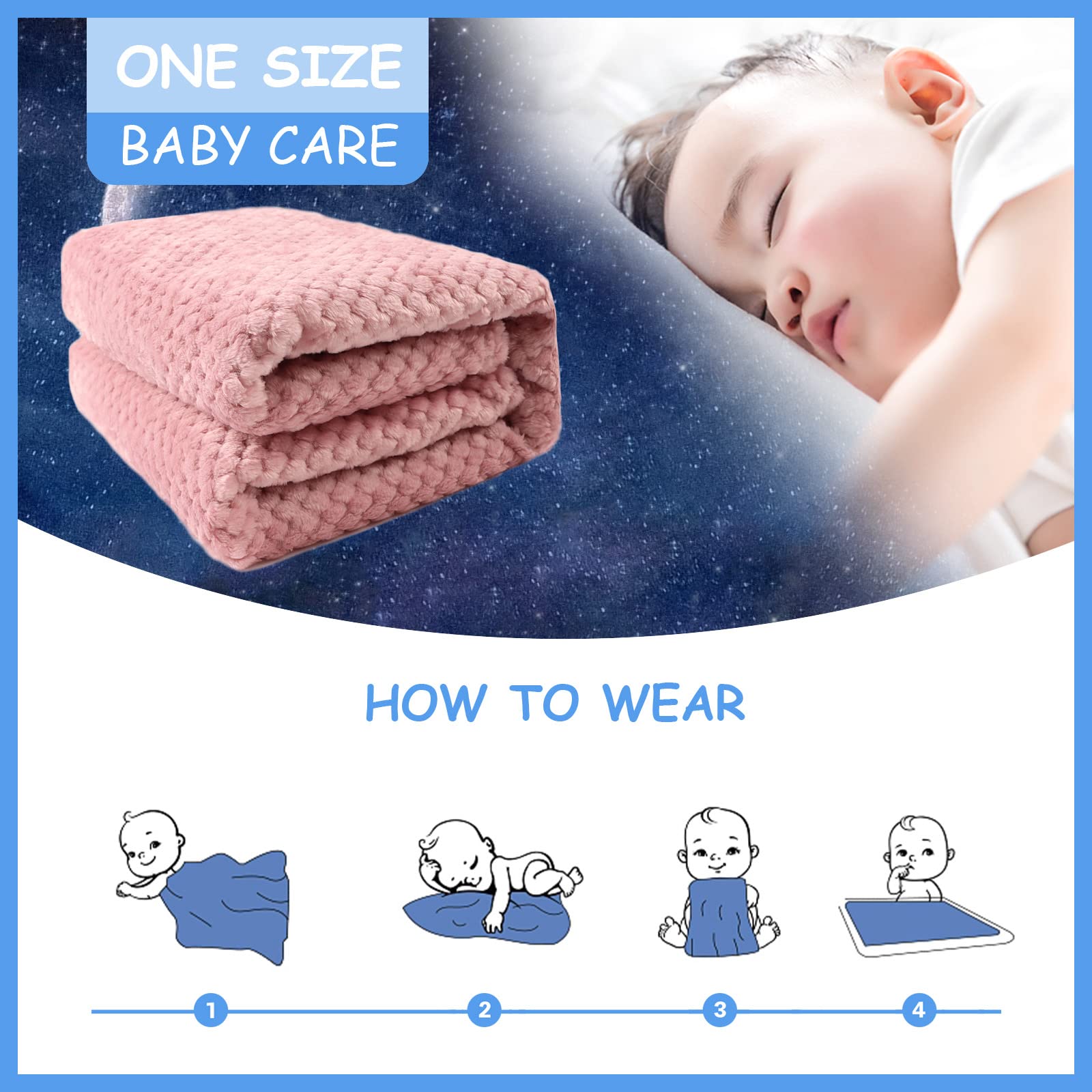 Soft Plush Fleece Throw Blanket for Baby Boys & Girls - Warm Winter Toddler Blanket, Cozy Infant Receiving Blanket for Newborns - All Season Use (Pink) - Perfect for Nursery, Stroller, Car Seat & Cuddle Time