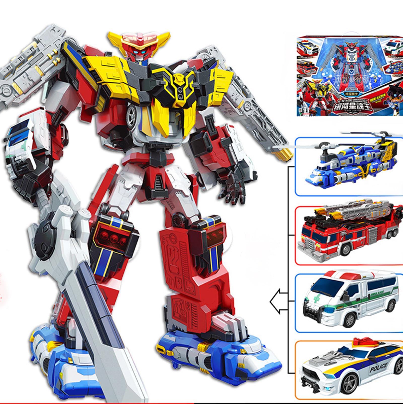 16'' Astro Transforming Robot Toy - 6-in-1 Convertible Car to Robot Action Figure | STEM Educational Toy for Kids Ages 3-12 | Perfect for Halloween, Christmas & Birthday Gifts | Interactive Play for Home, School & Party Activities (Model: MG-14''-4In1)
