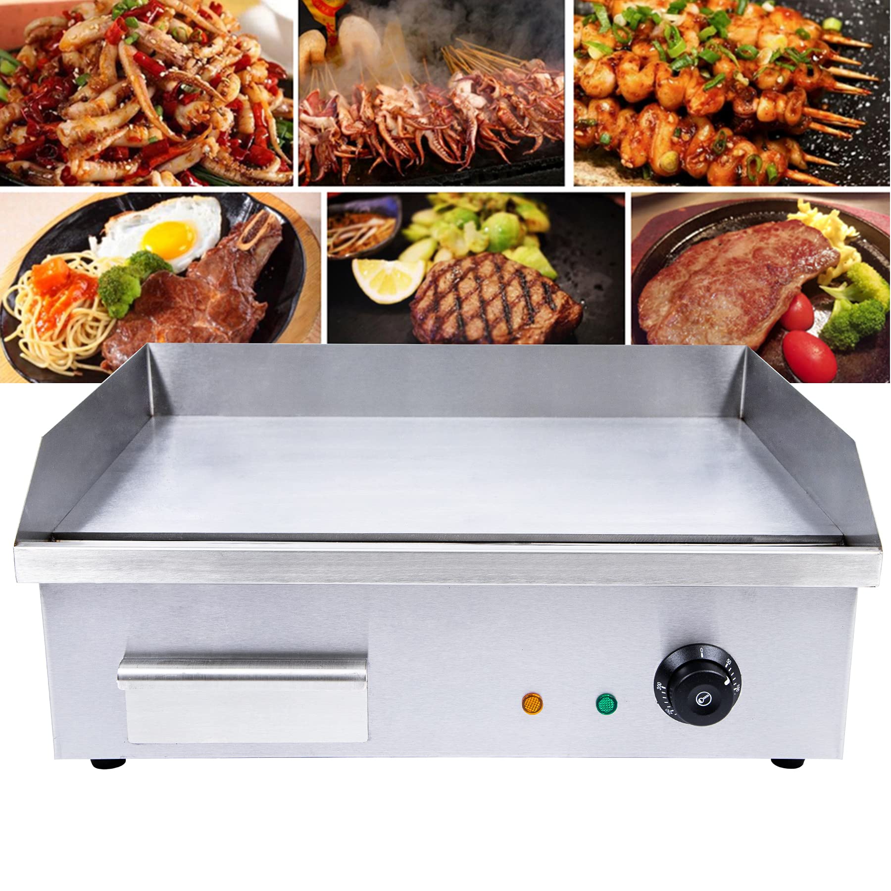 TBVECHI Electric Teppanyaki Grill - Commercial Flat Top Griddle with Thermostatic Control - Countertop BBQ Grill for Steak, Seafood & Pancakes - Perfect for Restaurants, Food Trucks & Home Cooking