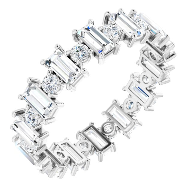 2.38 Carat Straight Baguette & Round Diamond Eternity Wedding Band - Perfect for Anniversaries, Engagements and Special Occasions