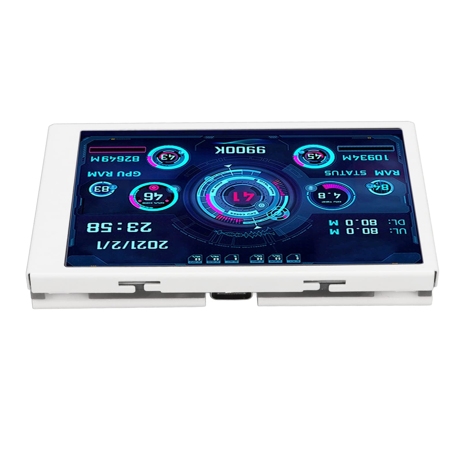 ASHATA 3.5 Inch PC Temperature Monitor - IPS USB Secondary Display for Computer Case, Real-Time CPU/GPU Temp & Performance Data Screen (White) - Perfect for Gaming Rigs, Workstations & Home Office Computers
