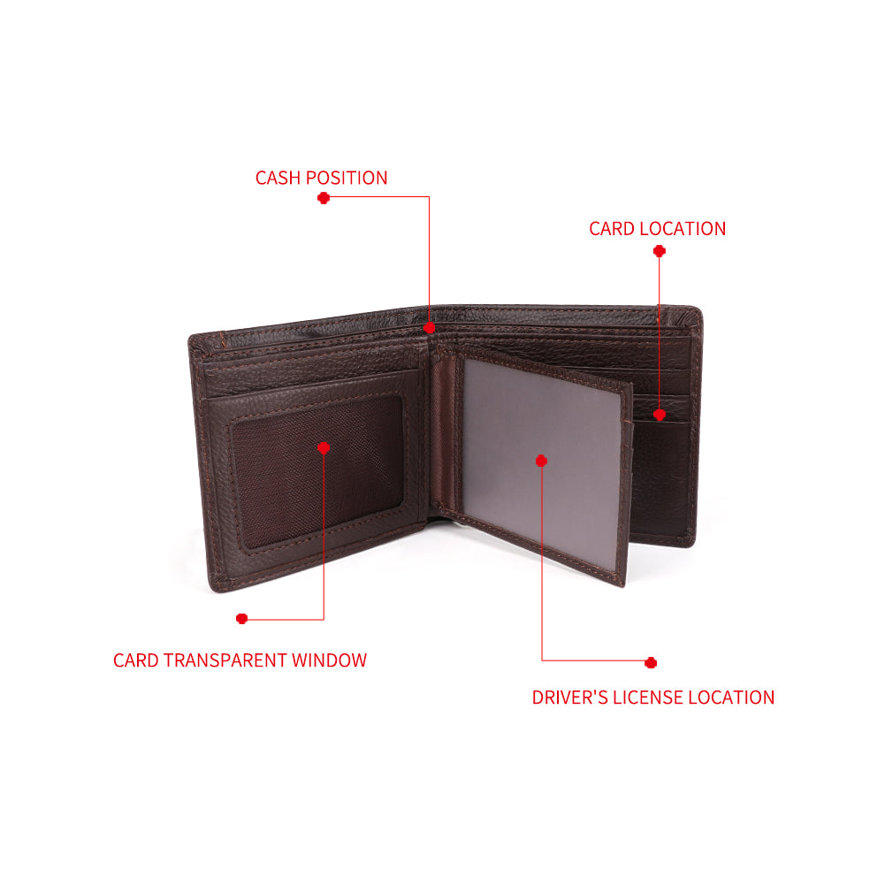 Slim Genuine Leather Men's Wallet - RFID Blocking Bifold Wallet for Men - Minimalist & Lightweight - Perfect for Everyday Carry, Travel & Business Use