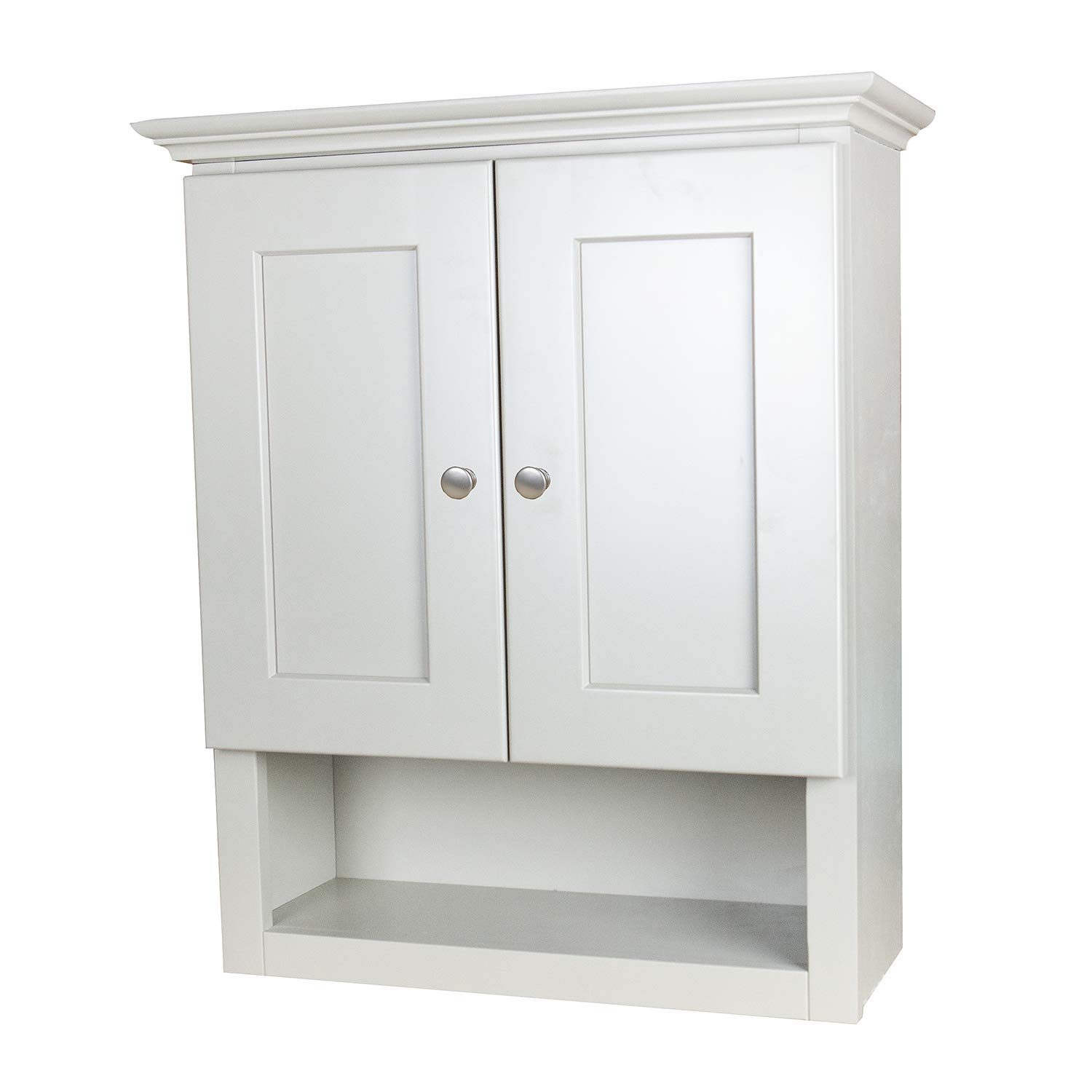 White Shaker Bathroom Wall Cabinet with Shelf - Modern Storage Solution for Bathroom Organization & Decor