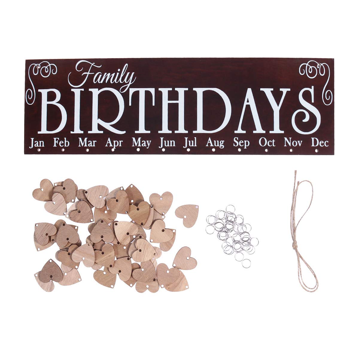WINOMO Wooden Hanging Family Birthday Calendar Board - DIY Personalized Reminder Plaque for Home, Office & Gift Giving - Perfect for Birthdays, Anniversaries & Special Events Organization