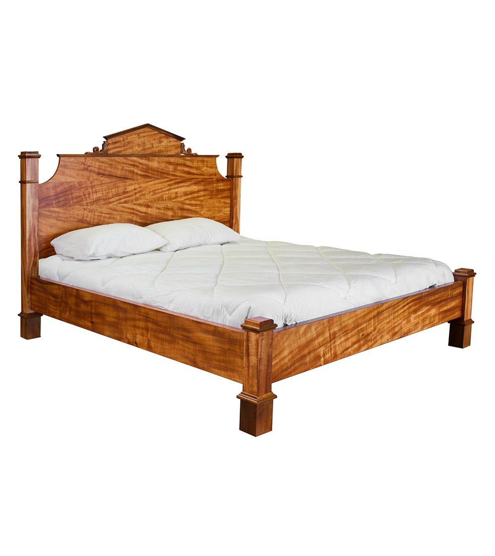 Queen Emma Koa Wood Bed Frame - Solid Hawaiian Koa Wood Queen Size Bed with Headboard - Luxury Bedroom Furniture for Master Bedroom & Guest Room