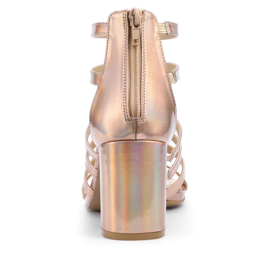 Allegra K Women's Chunky Heel Gladiator Sandals with Cage Straps - Fashionable Summer Shoes for Parties, Weddings & Night Out