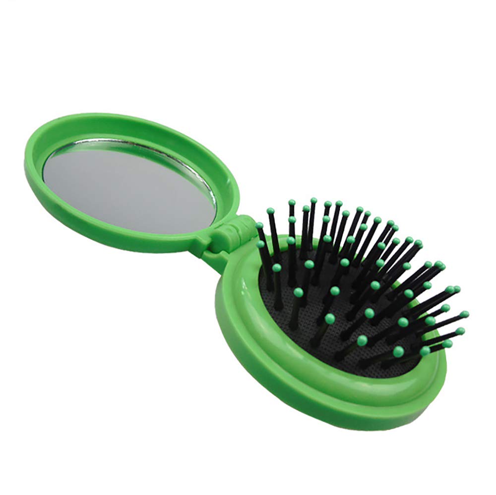 Portable Folding Hair Brush with Mirror - 5 Pack Mini Travel Hair Combs for Styling & Massage - Perfect for On-the-Go, Purse, Gym, and Office Use