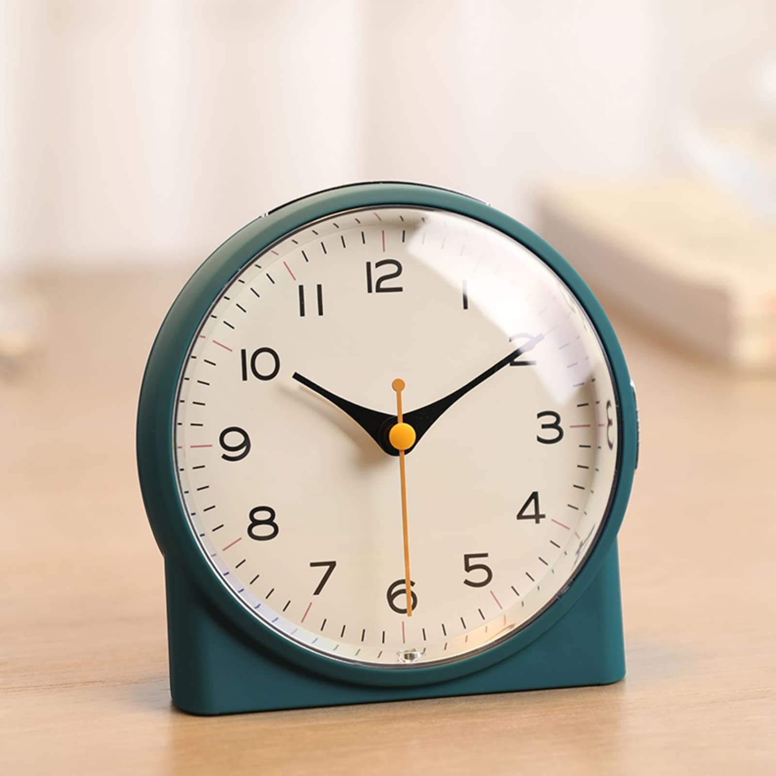 4 Inch Silent Alarm Clock with Night Light - Battery Operated, Snooze Function - Perfect for Bedroom, Office Desk, Nightstand & Gift (Black) | Ideal for Light Sleepers, Students & Home Decor