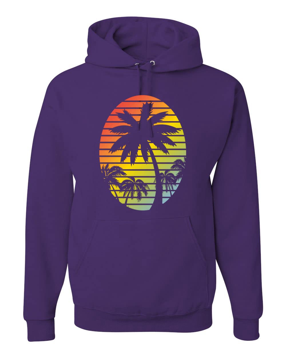 Wild Bobby Tropical Palm Trees Silhouettes with Sunset Pop Culture Unisex Graphic Hoodie Sweatshirt - Trendy Streetwear for Men & Women | Perfect for Beach Vacations, Music Festivals, and Casual Outings