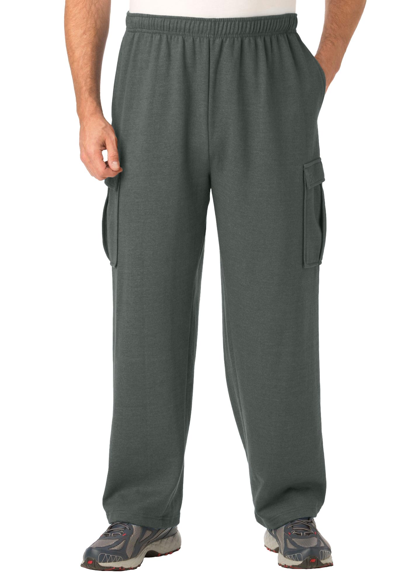 KingSize Men's Big & Tall Fleece Cargo Sweatpants - Comfortable Winter Joggers with Pockets for Lounge, Workout & Outdoor Activities