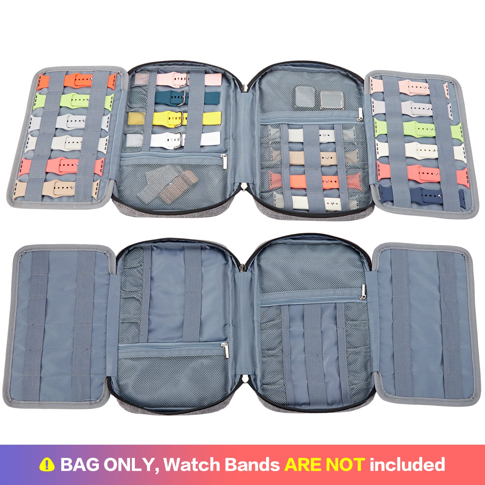 BGTREND Watch Band Storage Case - Holds 32 Watch Straps, Organizer Compatible with Apple Watch Bands & Accessories (Gray) - Perfect for Travel, Home Storage & Watch Collection Organization