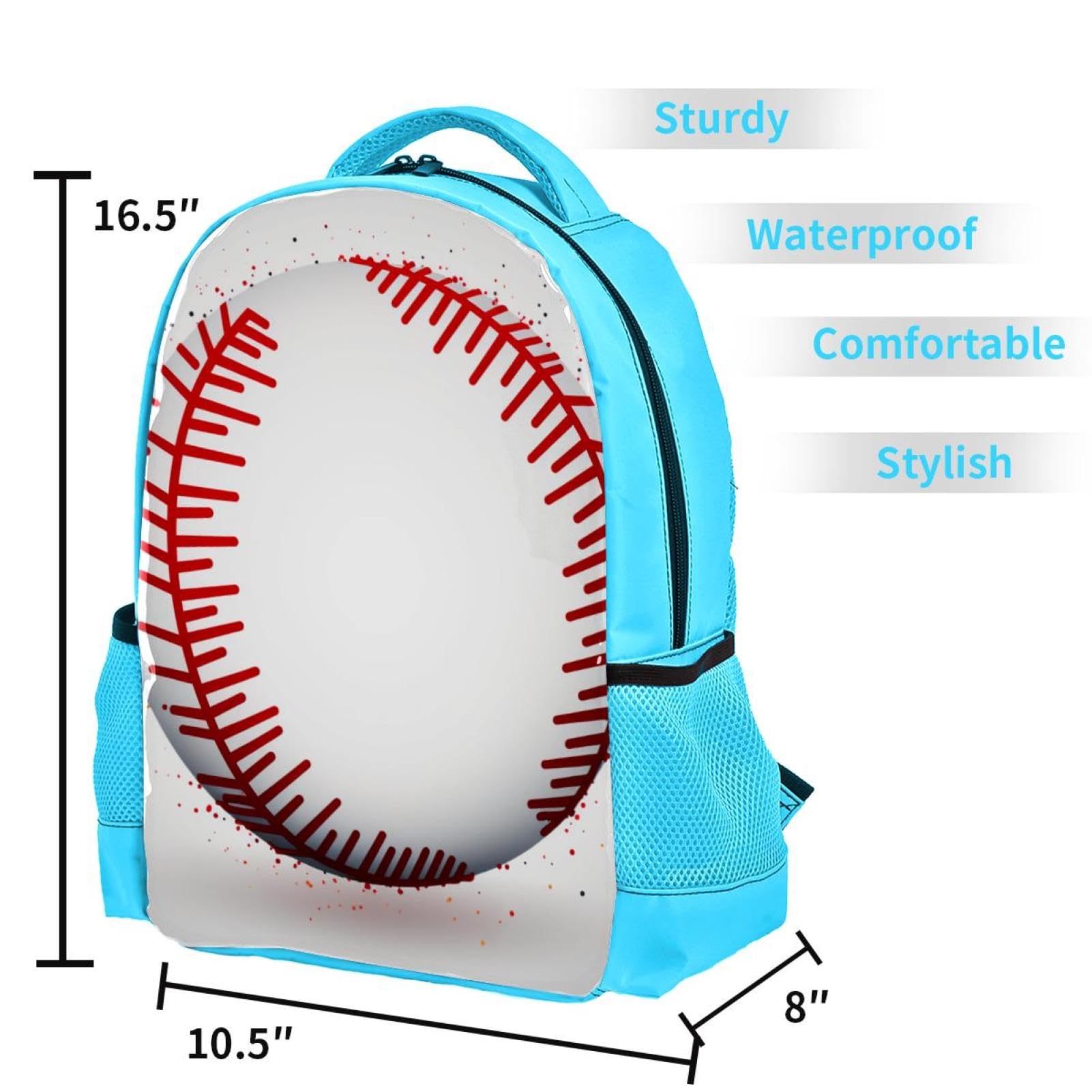 Stylish Travel & Work Backpack with Baseball Texture Print - Durable Laptop Backpack for Commuting, Business Trips & Outdoor Adventures