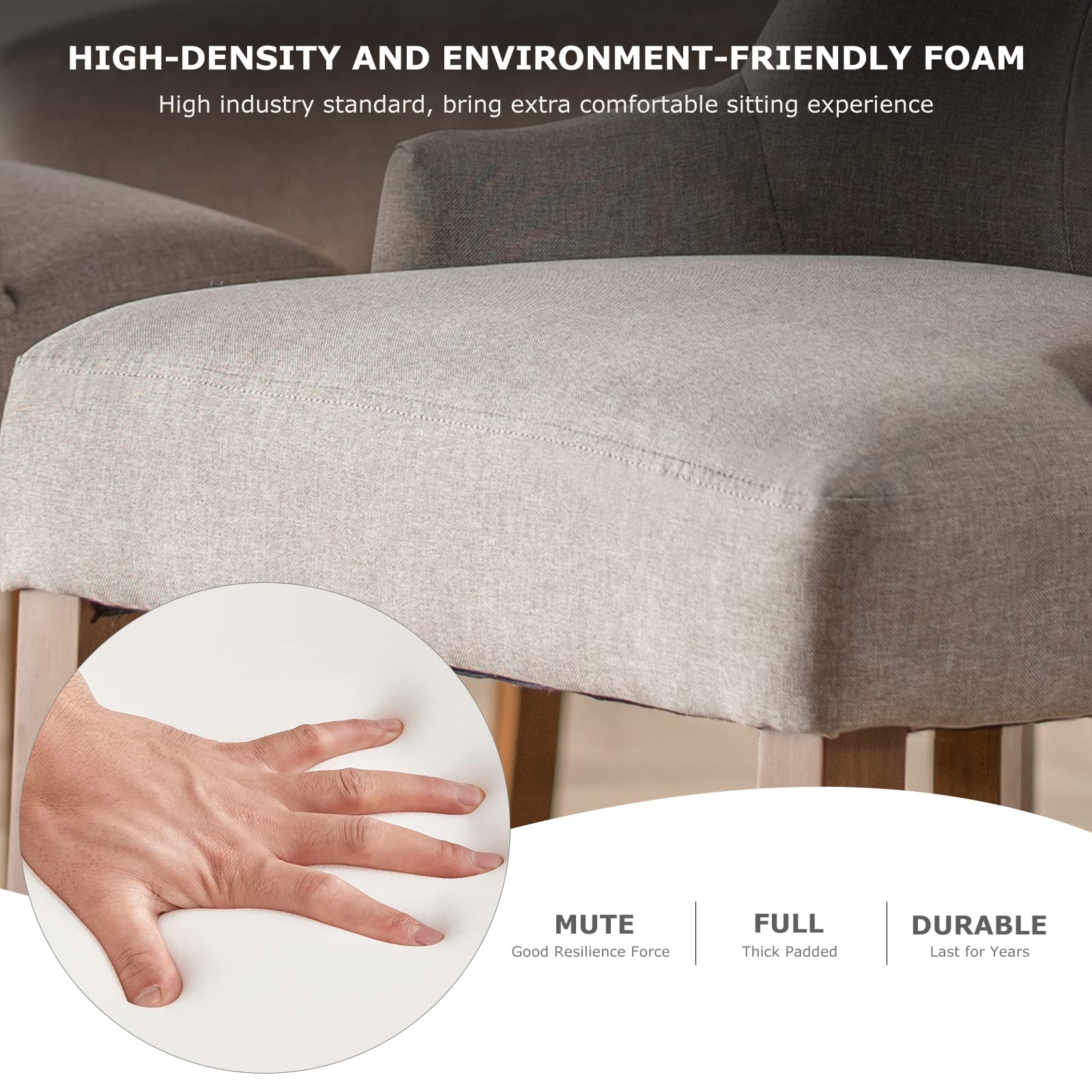 COLAMY Wingback Upholstered Dining Chairs Set of 2 - Tufted Fabric Side Chairs for Dining Room, Living Room & Kitchen - Light Grey Home Decor - Perfect for Family Meals & Entertaining Guests