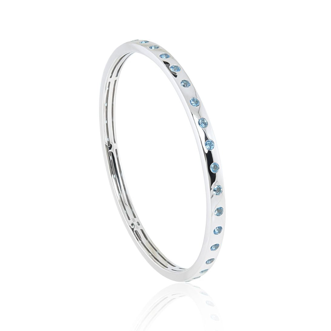 Bella Bangle Swiss Blue Topaz Bracelet – Elegant Sterling Silver Jewelry for Women, Perfect for Parties, Weddings & Gifts