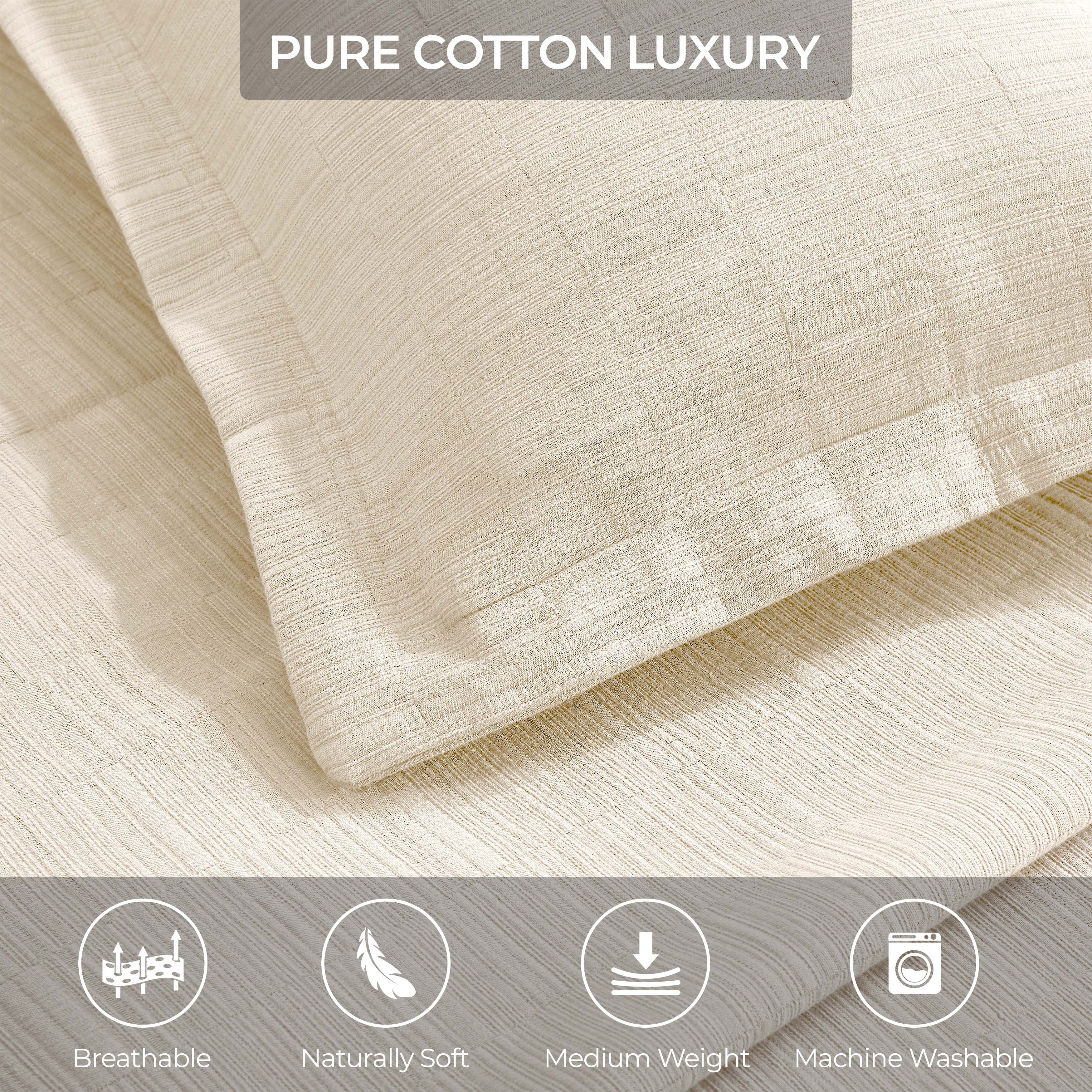 Premium Zenith Cotton Medium Weight Matelasse Bedspread & Sham Set - Queen Size, Luxury Textured Bedding for Master Bedroom & Guest Room Decor