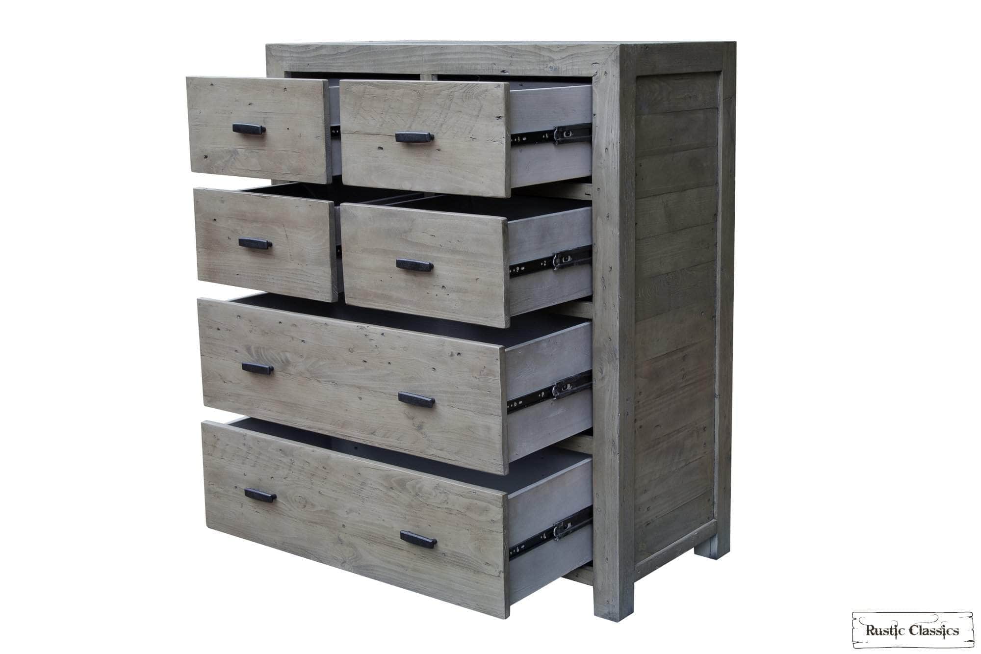 Whistler Reclaimed Wood 6-Drawer Dresser in Grey - Rustic Bedroom Storage Solution for Master Bedroom or Guest Room