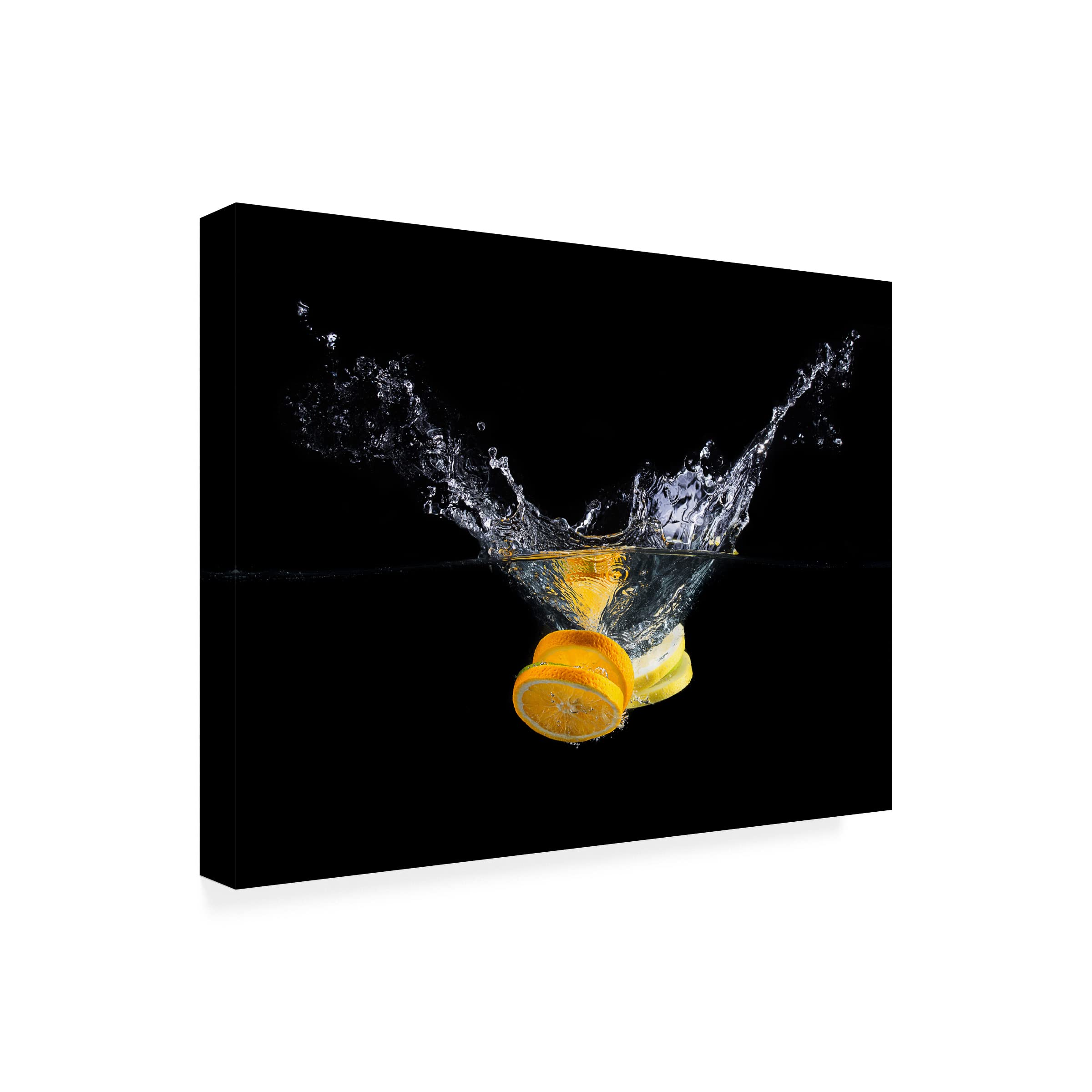 Trademark Fine Art 'Orange Splash' Abstract Canvas Painting by Mogyorosi Stefan - Modern Wall Art for Living Room, Bedroom & Office Decor