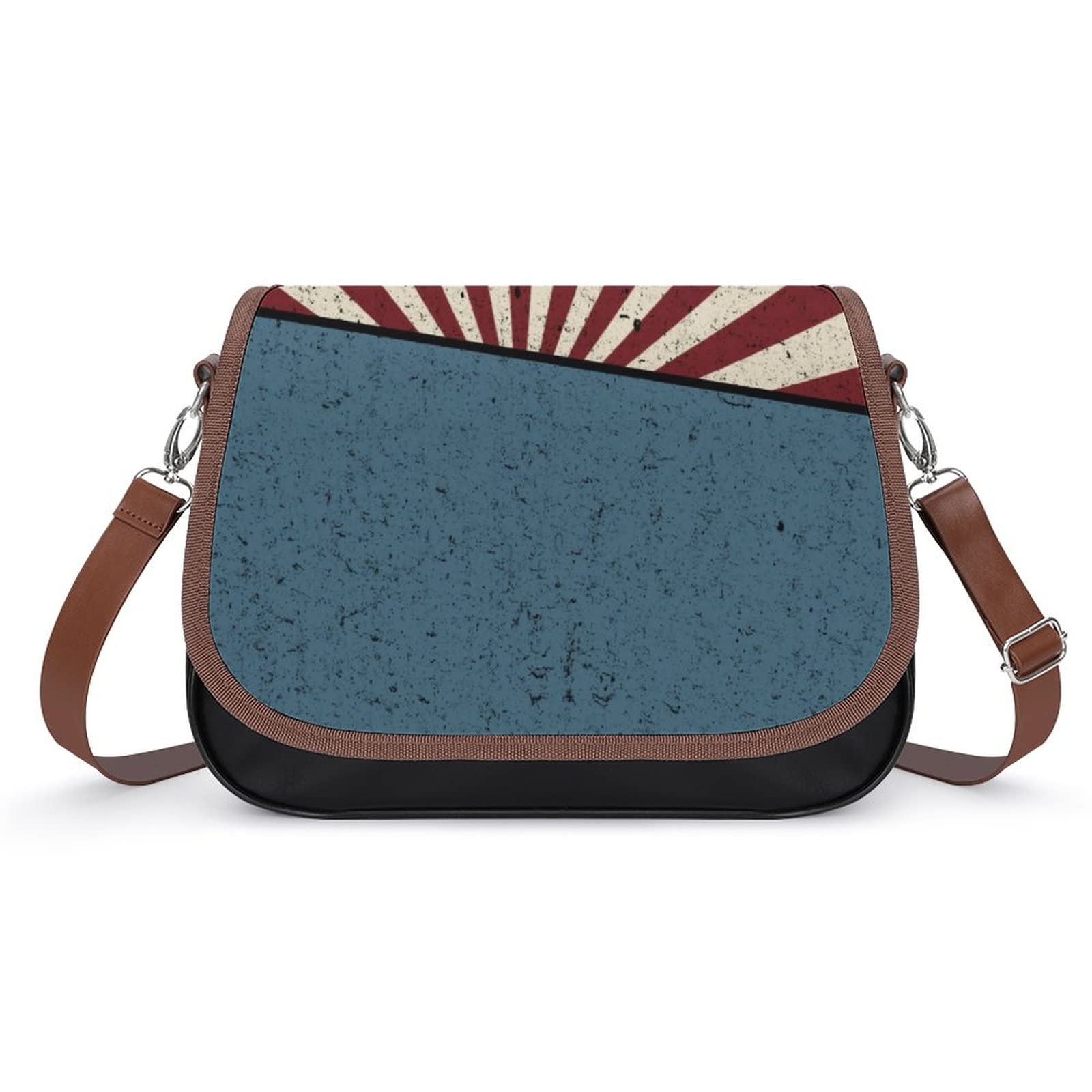 Stylish Women's Crossbody Bags - Genuine Leather Satchel with Vintage American Flag Print, Casual Shoulder Messenger Purse for Everyday Use, Travel & Shopping