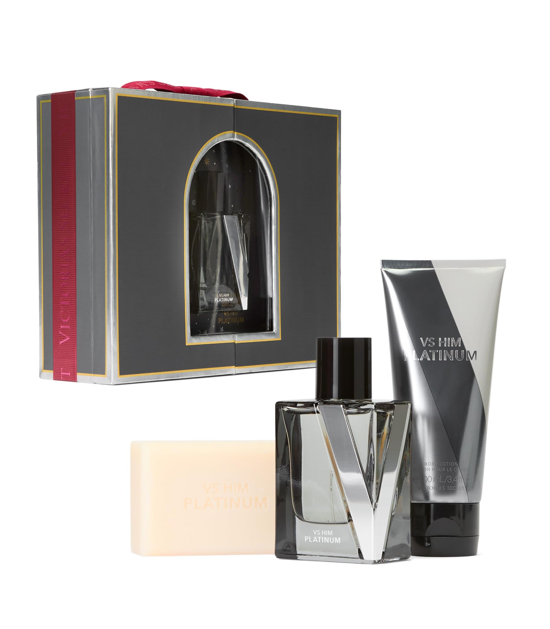 Victoria's Secret Platinum 3-Piece Luxury Fragrance Gift Set for Men - 1.7 oz Cologne, Travel Lotion & Body Bar - Perfect for Gifts, Travel & Special Occasions