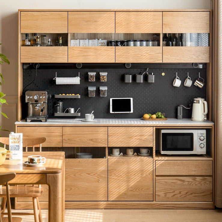 Modern Oak Solid Wood Sideboard Buffet Cabinet - Stylish Storage for Dining Room, Living Room & Entryway