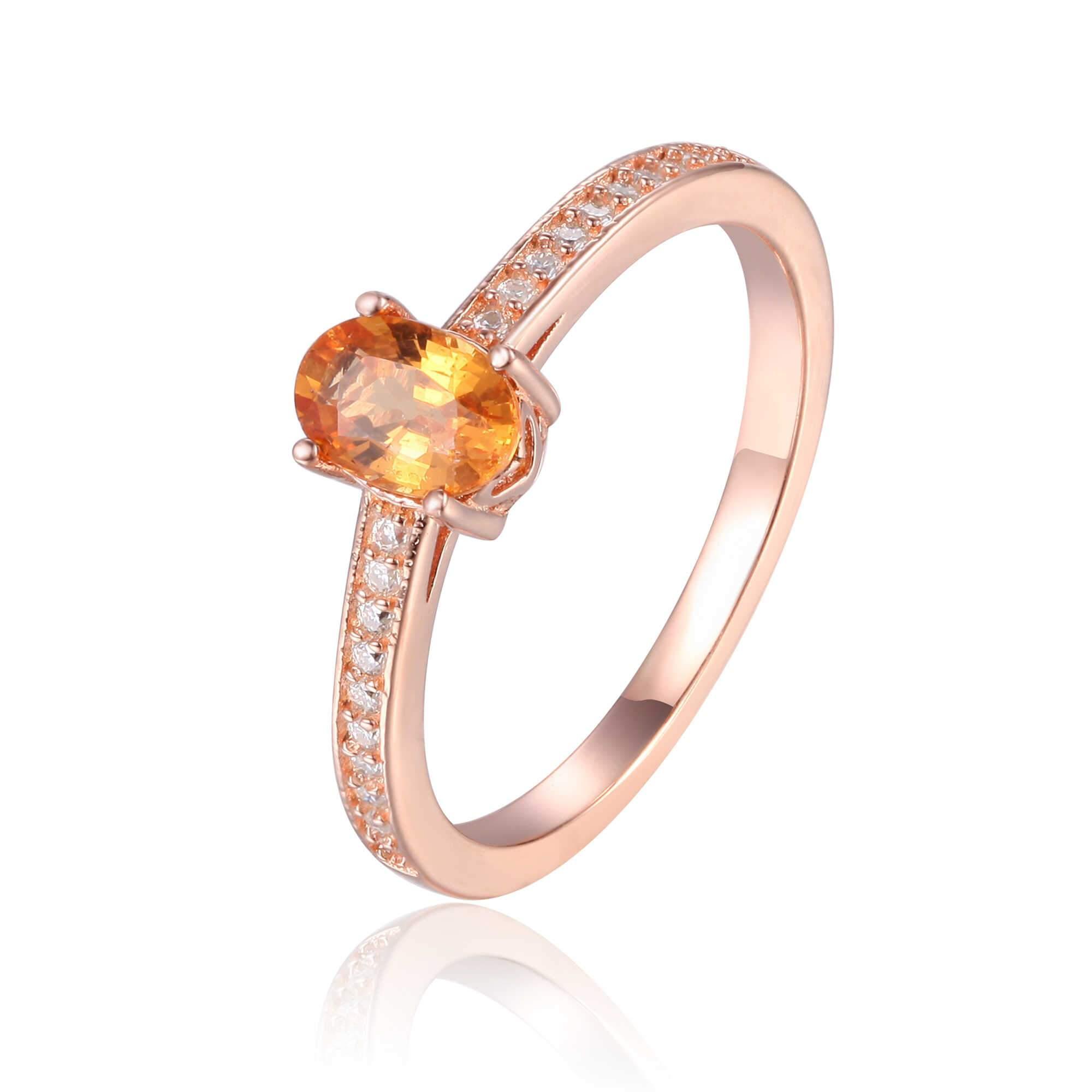 Exquisite Spessartite Garnet Solitaire Ring | Orange Gemstone Engagement Jewelry | Perfect for Weddings, Anniversaries & Special Occasions