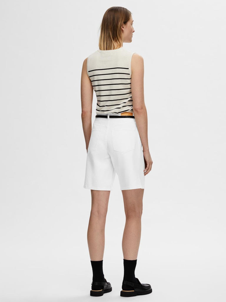 Stylish Women's High Waist Denim Shorts in Snow White - Perfect for Summer Outfits, Beach Vacations & Casual Wear