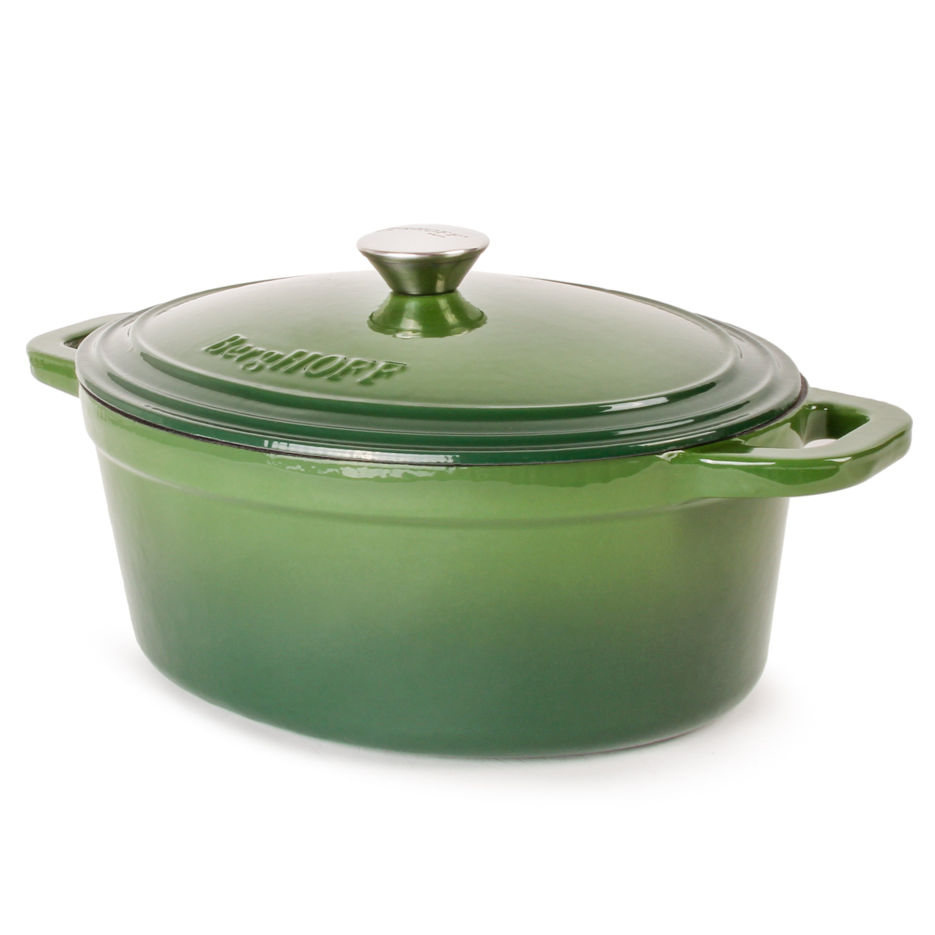 BergHOFF Neo Cast Iron 8-Quart Oval Dutch Oven with Lid - Green | Heavy Duty Enameled Cookware for Braising, Roasting & Baking | Perfect for Soups, Stews & Bread Making in Oven or Stovetop