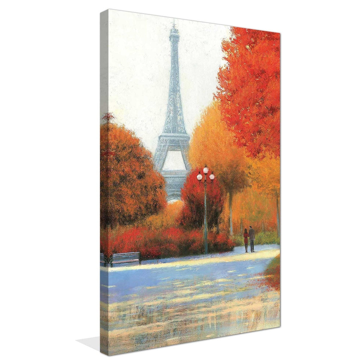 Autumn in Paris Couple Canvas Print - Romantic Wall Art for Living Room, Bedroom & Office Decor