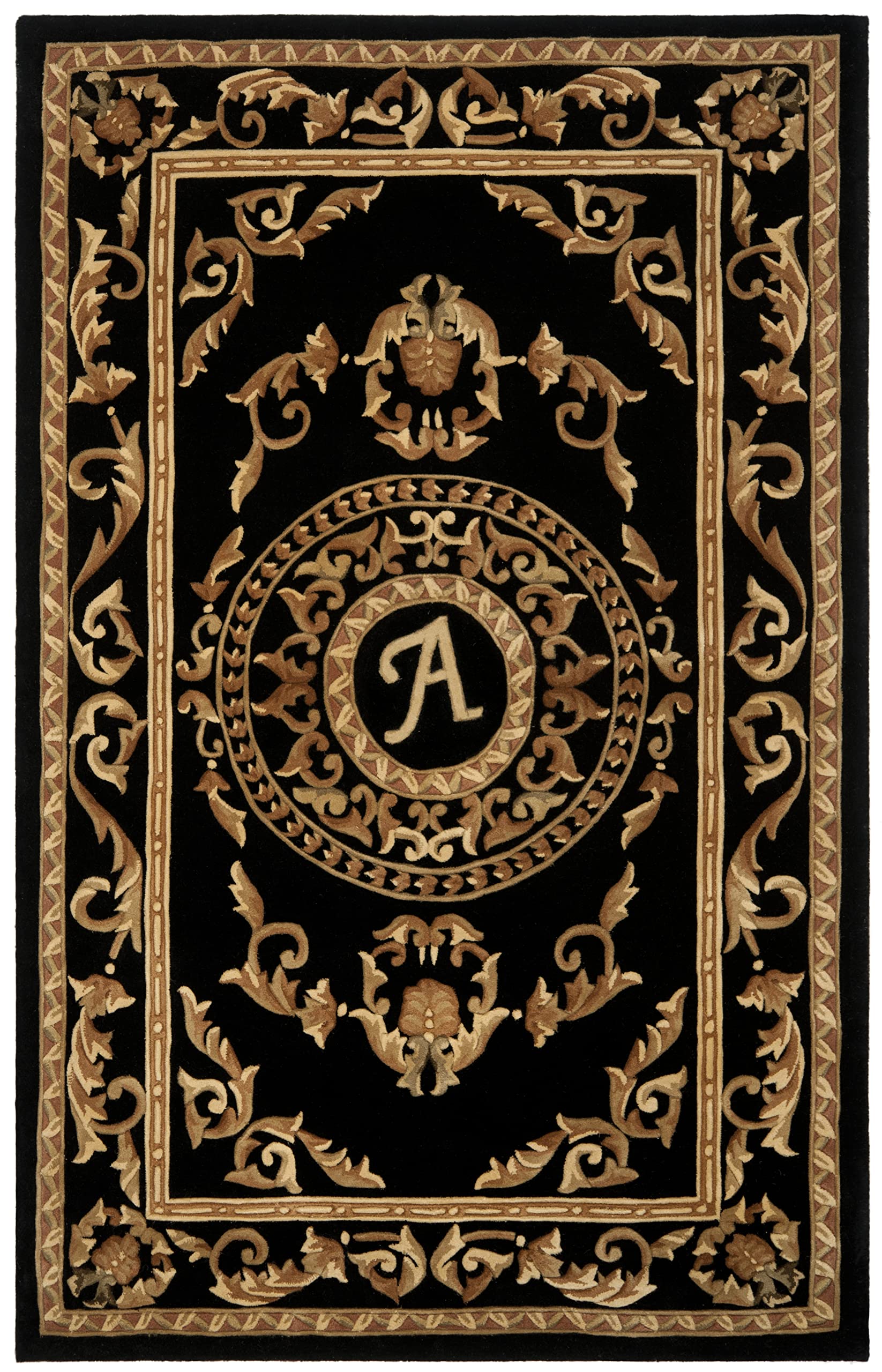 SAFAVIEH Naples Collection 5' x 8' Handmade Wool Area Rug - Black Traditional Persian Design for Living Room, Bedroom & High Traffic Areas | Durable Floor Covering for Home Decor (NA516A)