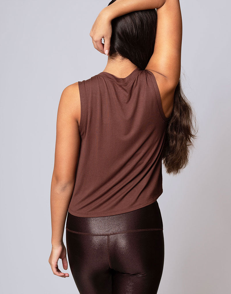 HOTWORX Chocolate Brown Workout Tank Top for Women - Breathable & Moisture-Wicking Fitness Shirt for Yoga, HIIT & Hot Yoga Sessions