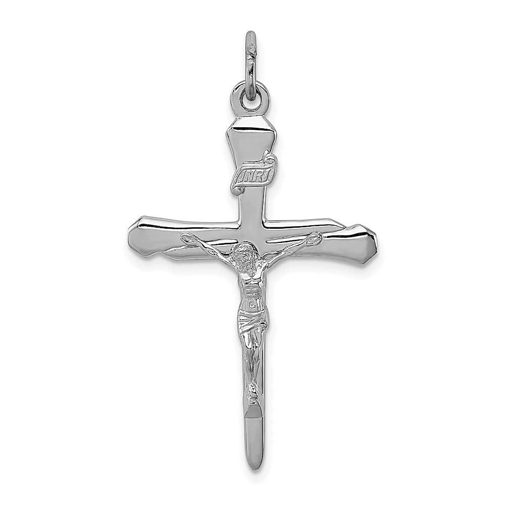 925 Sterling Silver Crucifix Cross Pendant Necklace for Women - Religious INRI Latin Charm Jewelry - Perfect Gift for Her, Baptism, First Communion & Confirmation