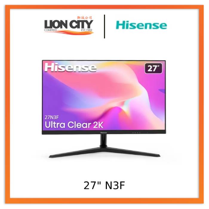 Hisense 27N3F 27-Inch 2K QHD Computer Monitor with Ultra Clear Display - Perfect for Gaming, Office Work & Home Entertainment